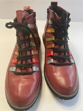 Spring Step Mambo Red Ankle Boots Size 8.5